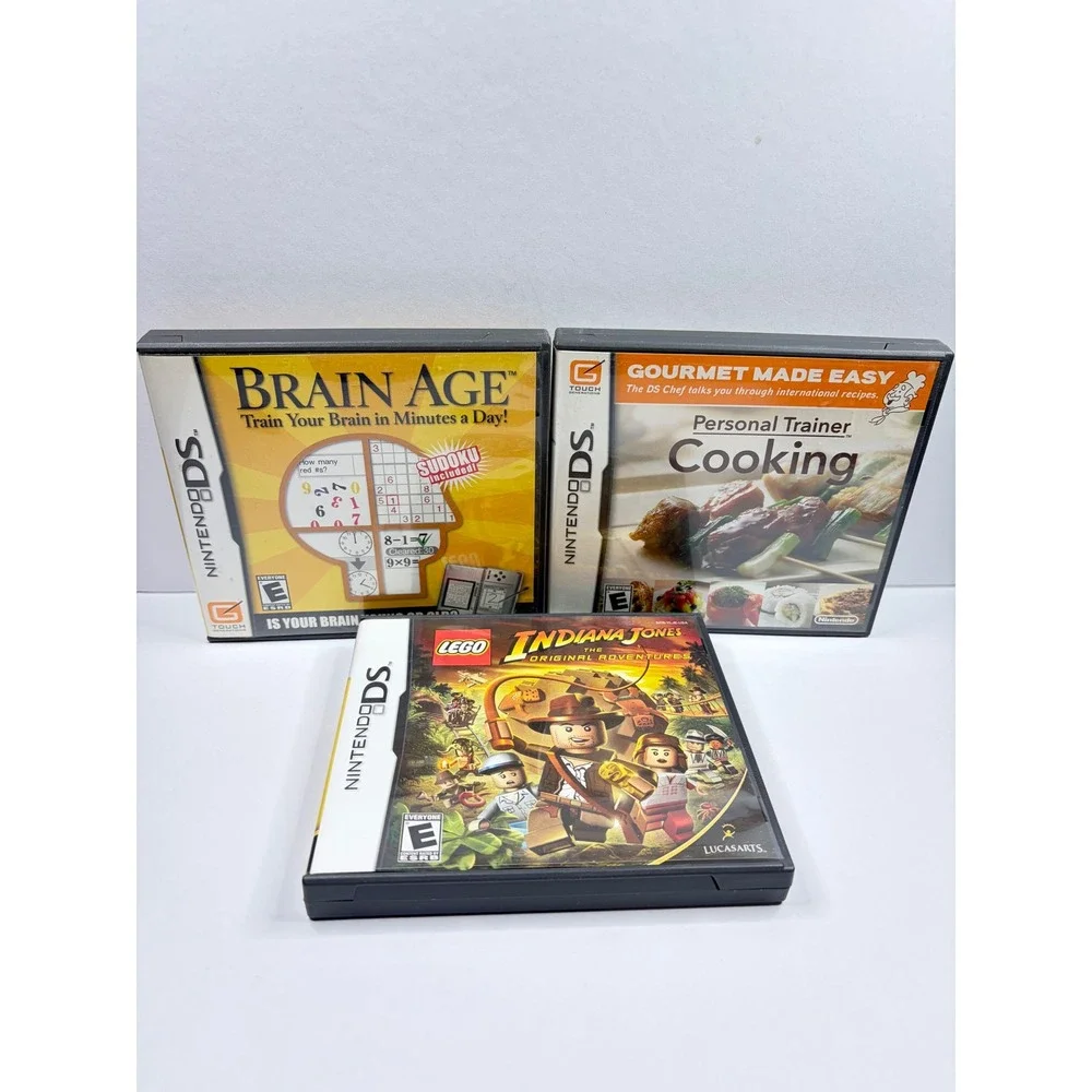 Nintendo DS Lot -LEGO Indiana Jones Brain Age Personal Trainer Cooking - No Game